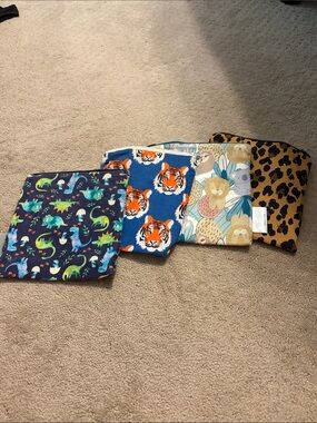 Itzy Ritzy Kids Patterned Pouch Set - Blue, Navy, Tan, Leopard